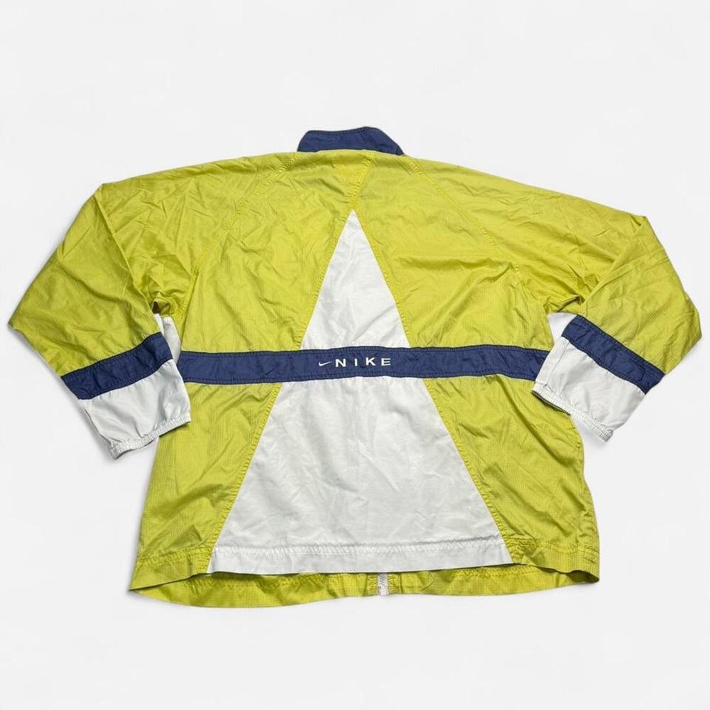 Vintage 90s Nike Colorblock Windbreaker Lime White Blue Women’s XL Full Zip - Picture 3 of 8